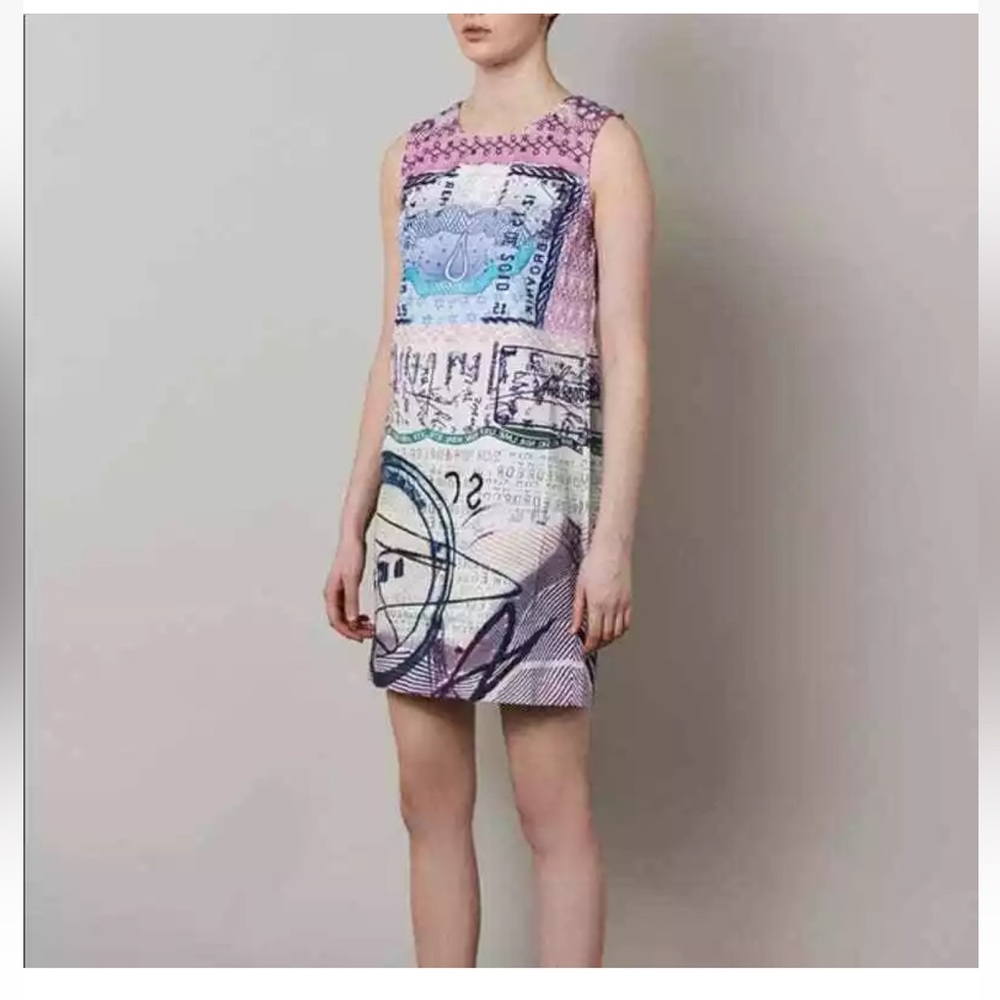 CURRENT ELLIOTT x Mary Katrantzou 'apollo'‎ cotton shift dress purple white S